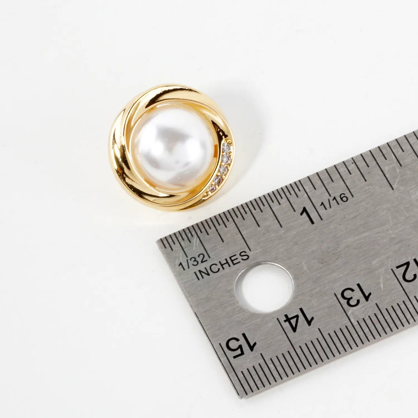 1-Inch Pearl 14K-Gold-Dipped Brass Button Stud Earrings