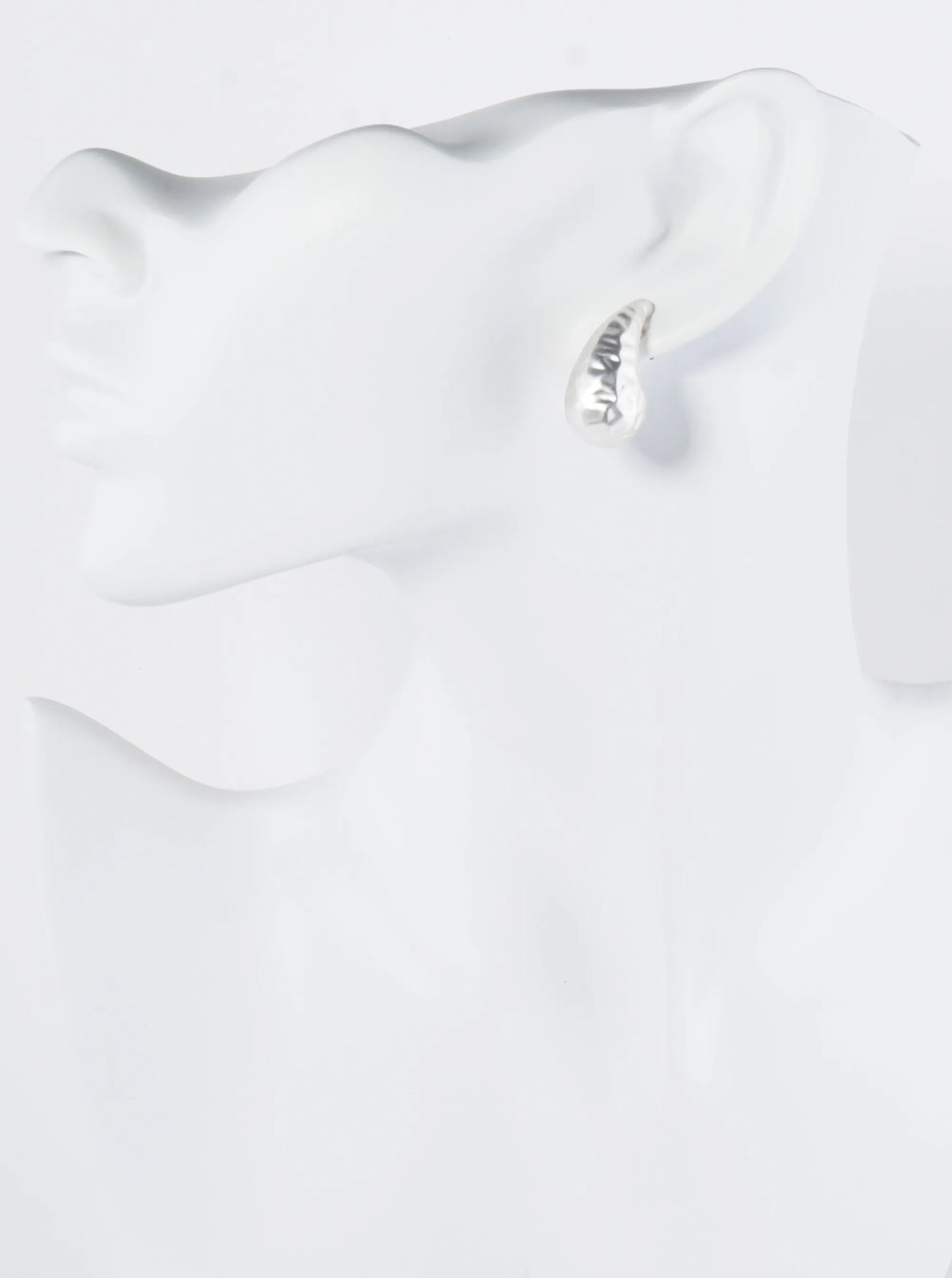 1 Inch Hammered Hollow Puffy Teardrop Stud Earrings