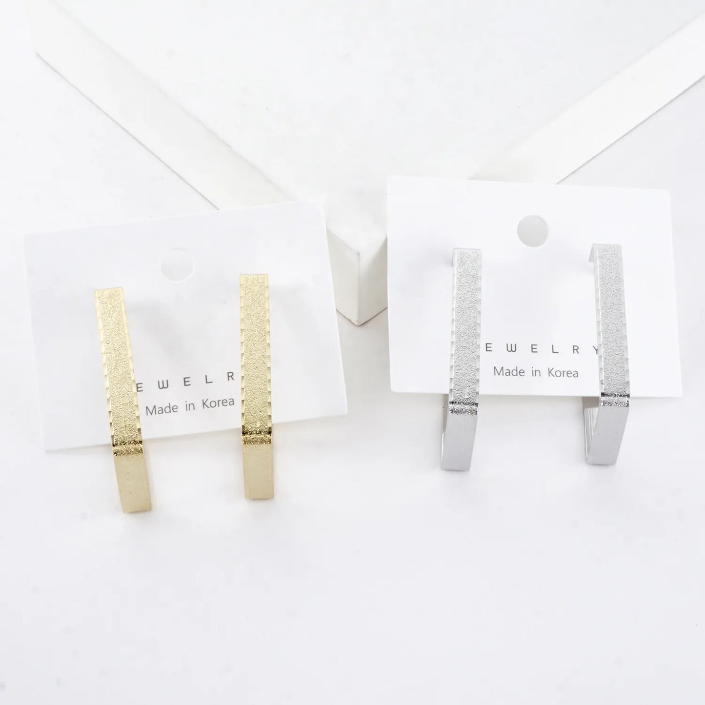 1.5 Inch Satin Brass Rectangular Hoop Earrings