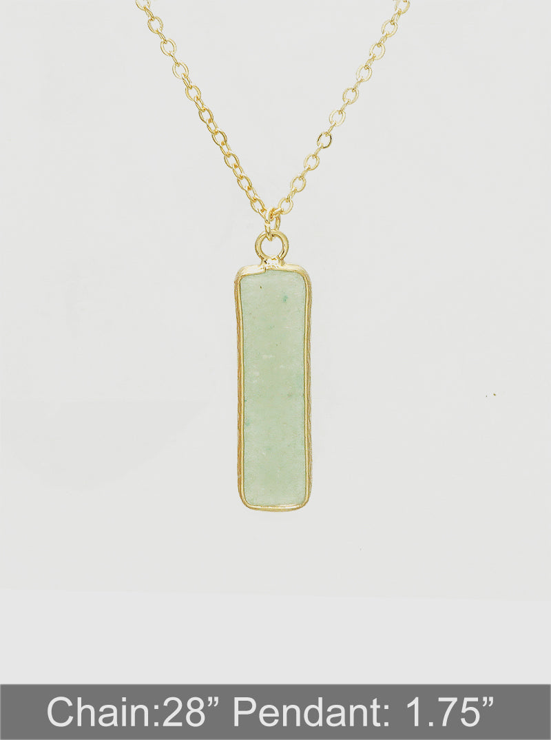 1.75inch Vertical Bar Semi-precious Natural Stone Pendant Long Necklace