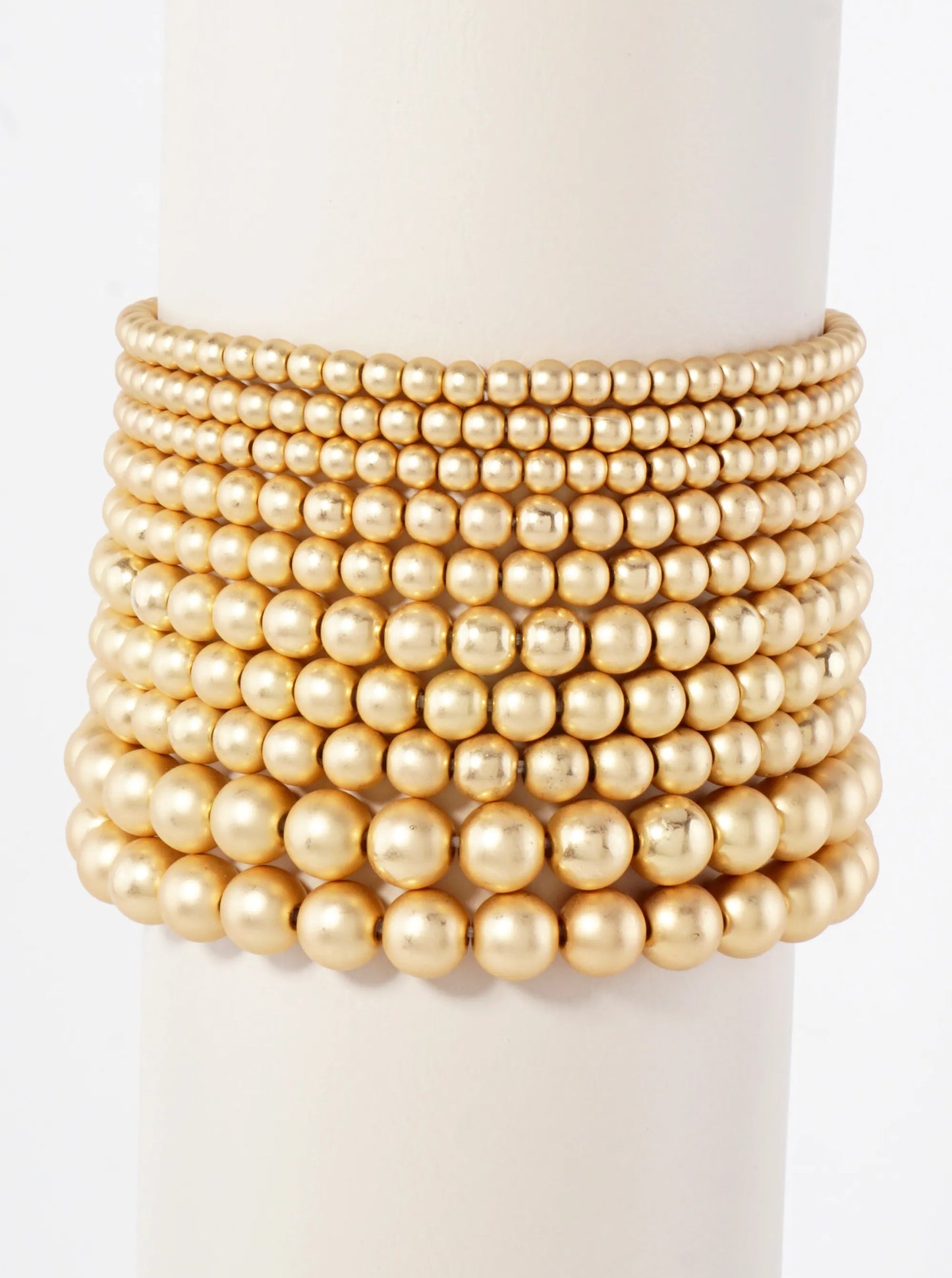 10-PC-Set Metallic Ball Beads 4mm To 10mm Stackable Stretch Bracelet