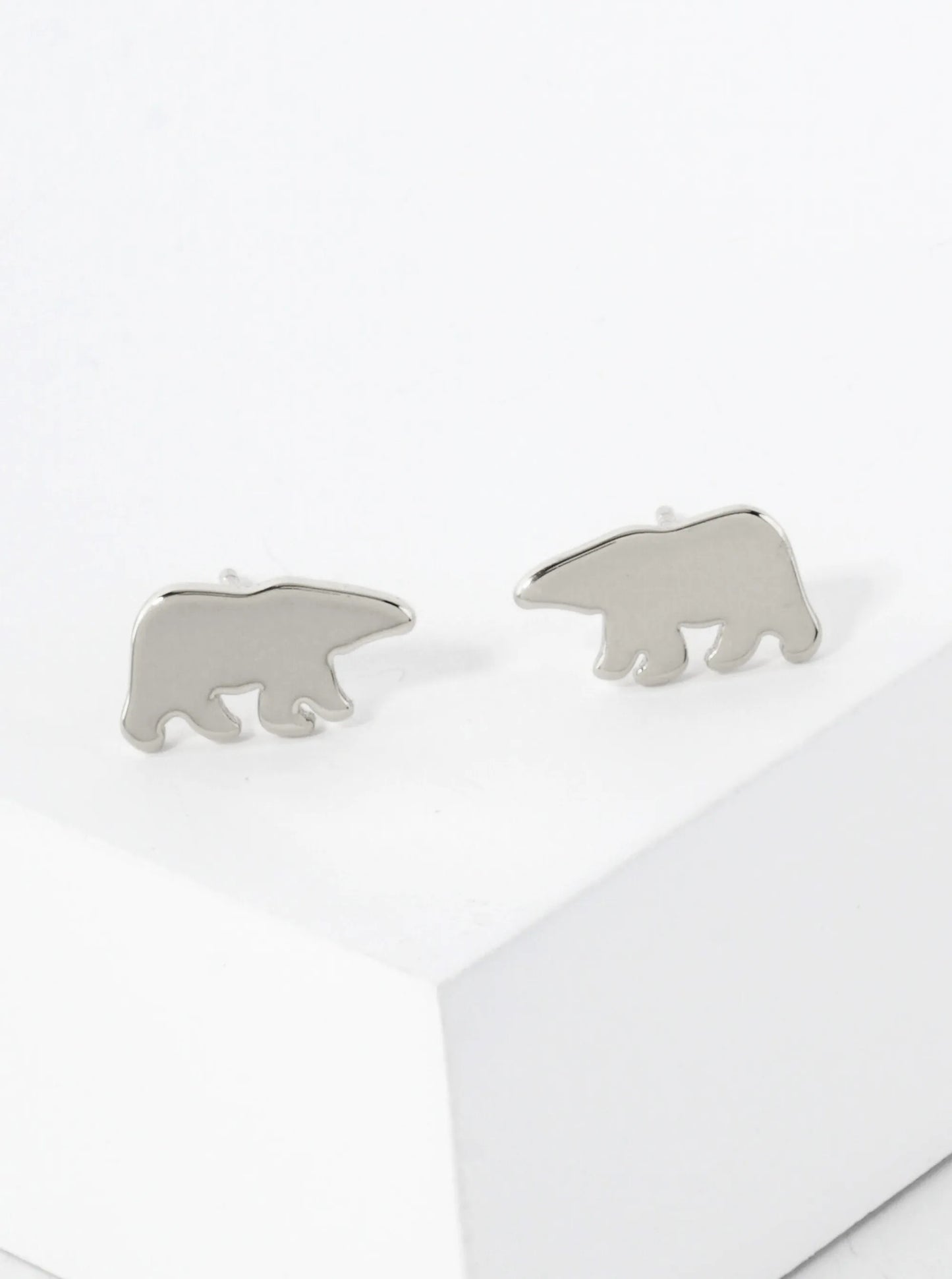 10mm Bear 18K-Gold-Dipped Polished Brass Flat Stud Earrings