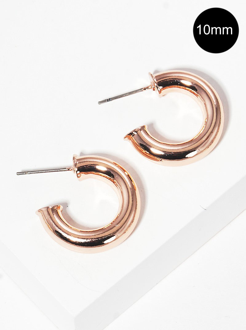 10mm Bold Brass Hollow Hoop Earrings