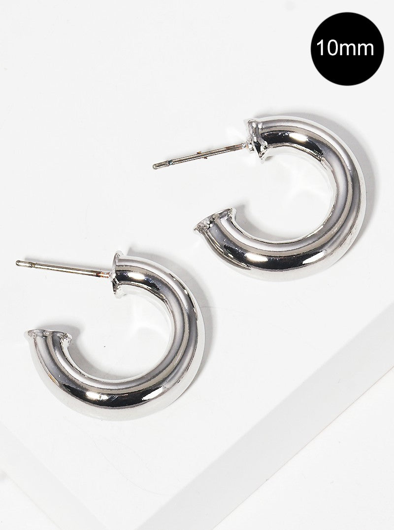 10mm Bold Brass Hollow Hoop Earrings