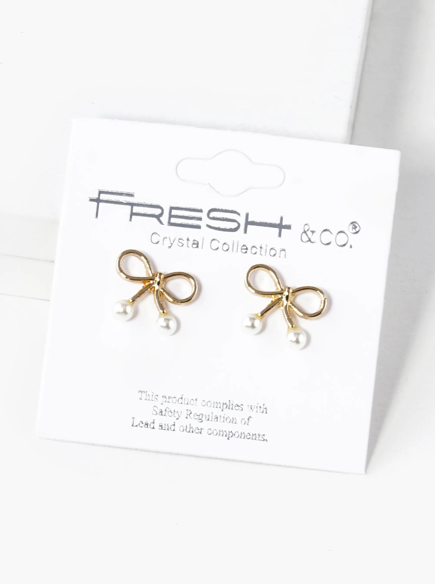10mm Color Coated Wire Ribbon Bow Pearl Stud Earrings
