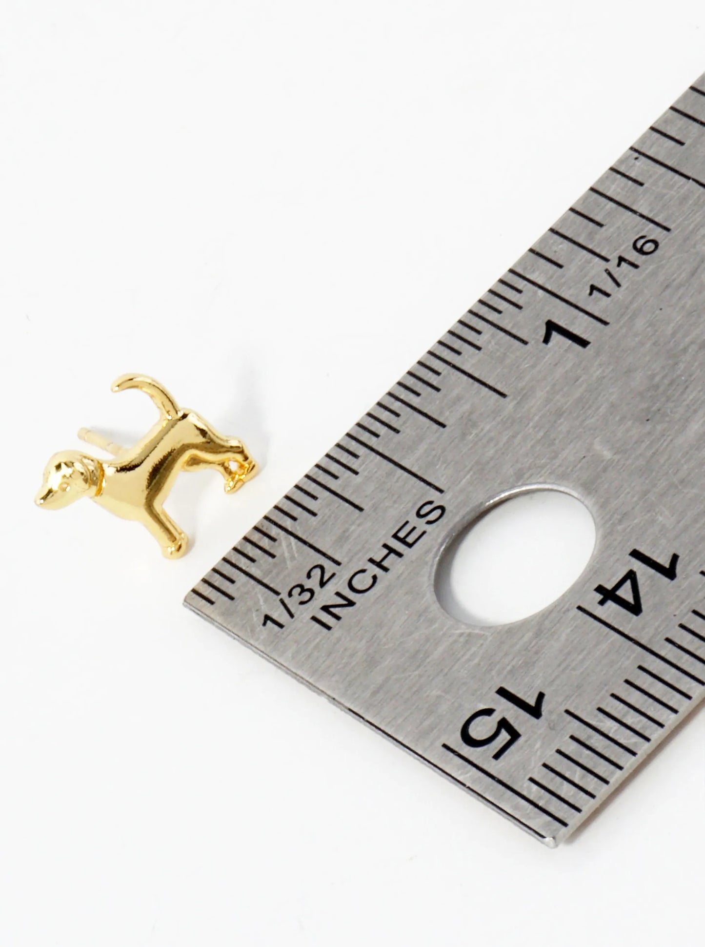 10mm Dog Doggy Lover 18K-Gold-Dipped Polished Brass Stud Earrings