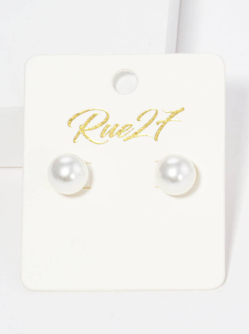 10mm Glass Pearl Post Stud Earrings