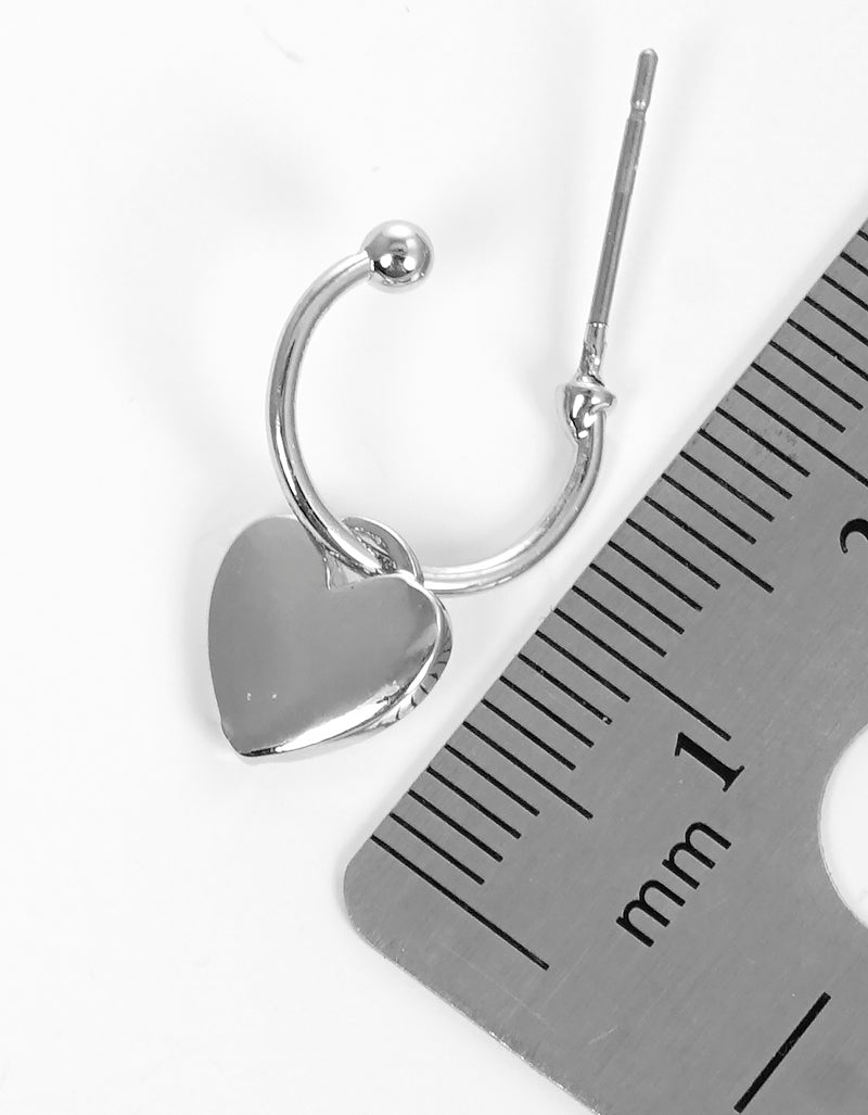 10mm Metal Heart Charm Drop Huggie Earrings