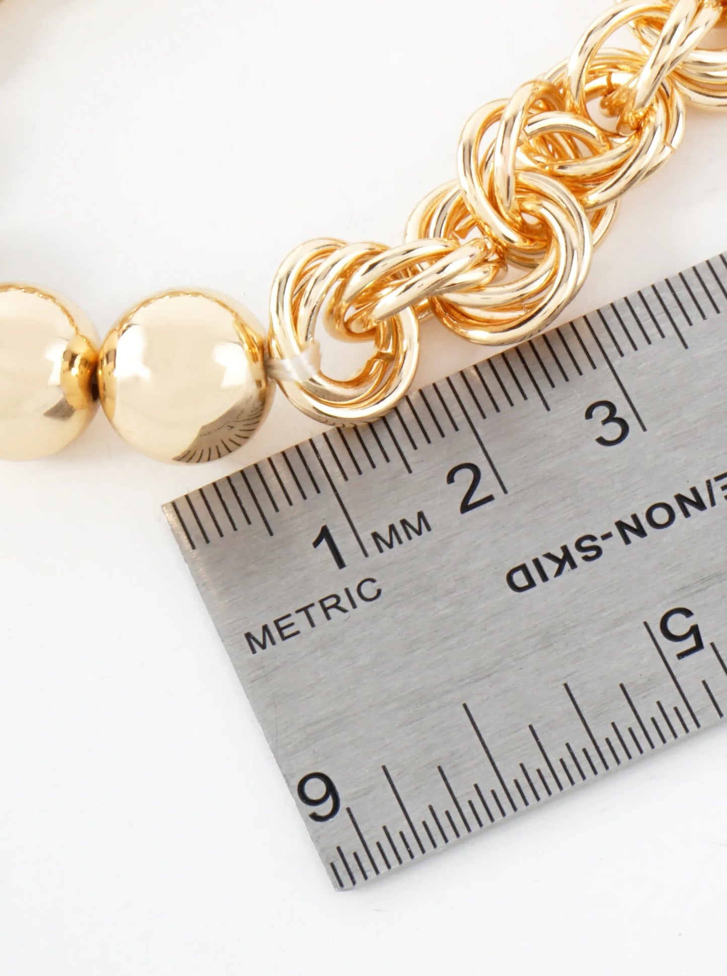 10mm Metallic Beaded Half Chain Stretch Bracelet