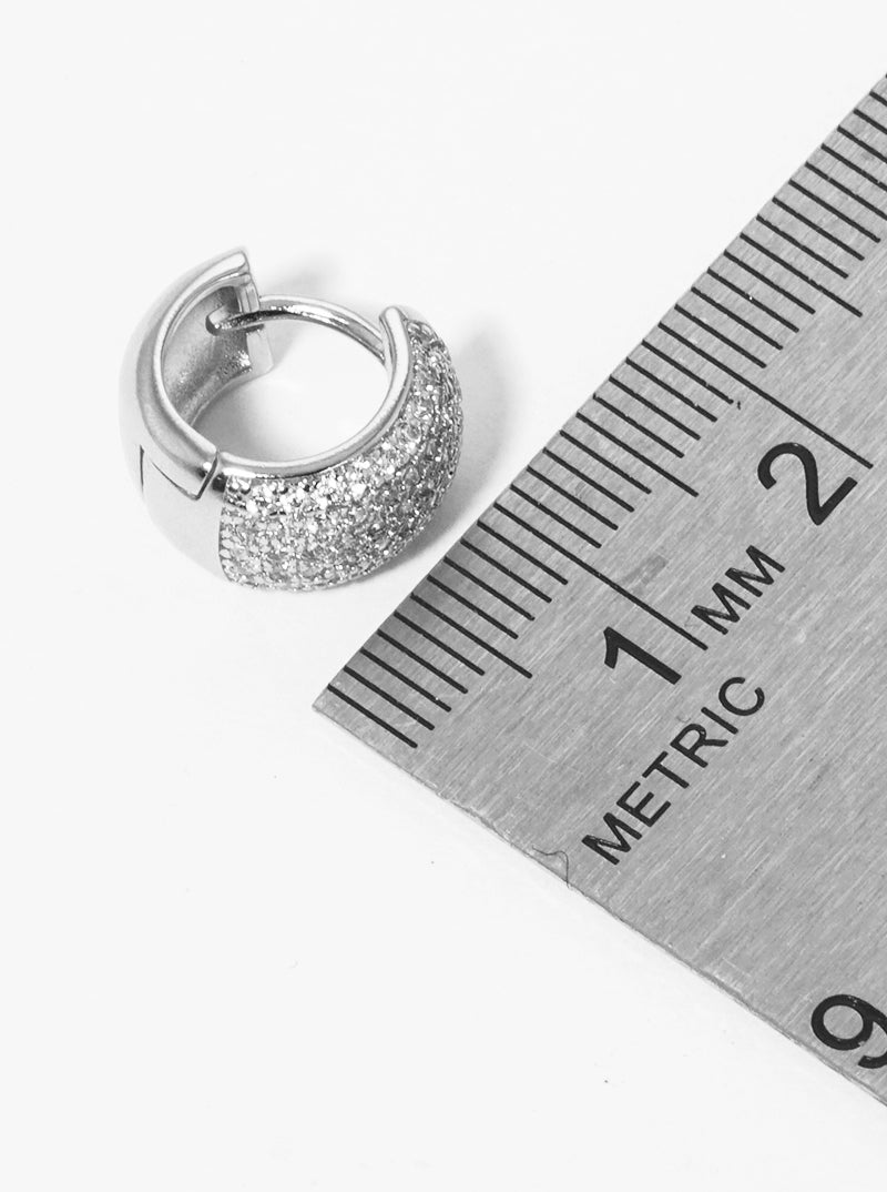 10mm Micro Pave Set Cubic Zirconia Wide Huggie Hoop Earrings