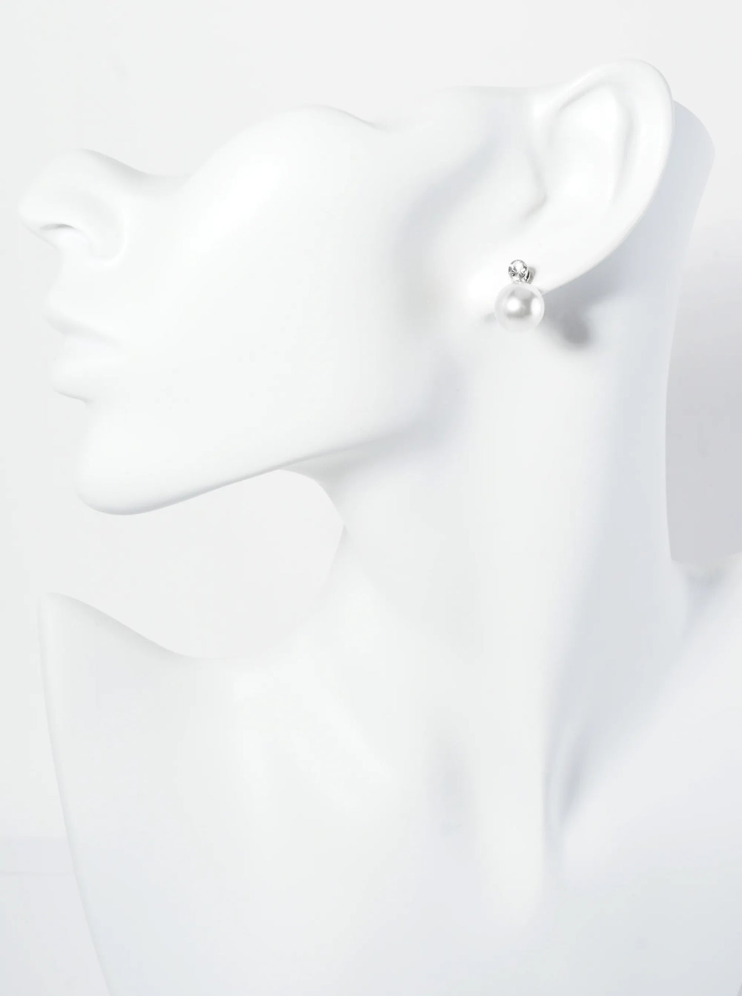 10mm Pearl Bead Drop Rhinestone Post Earrings