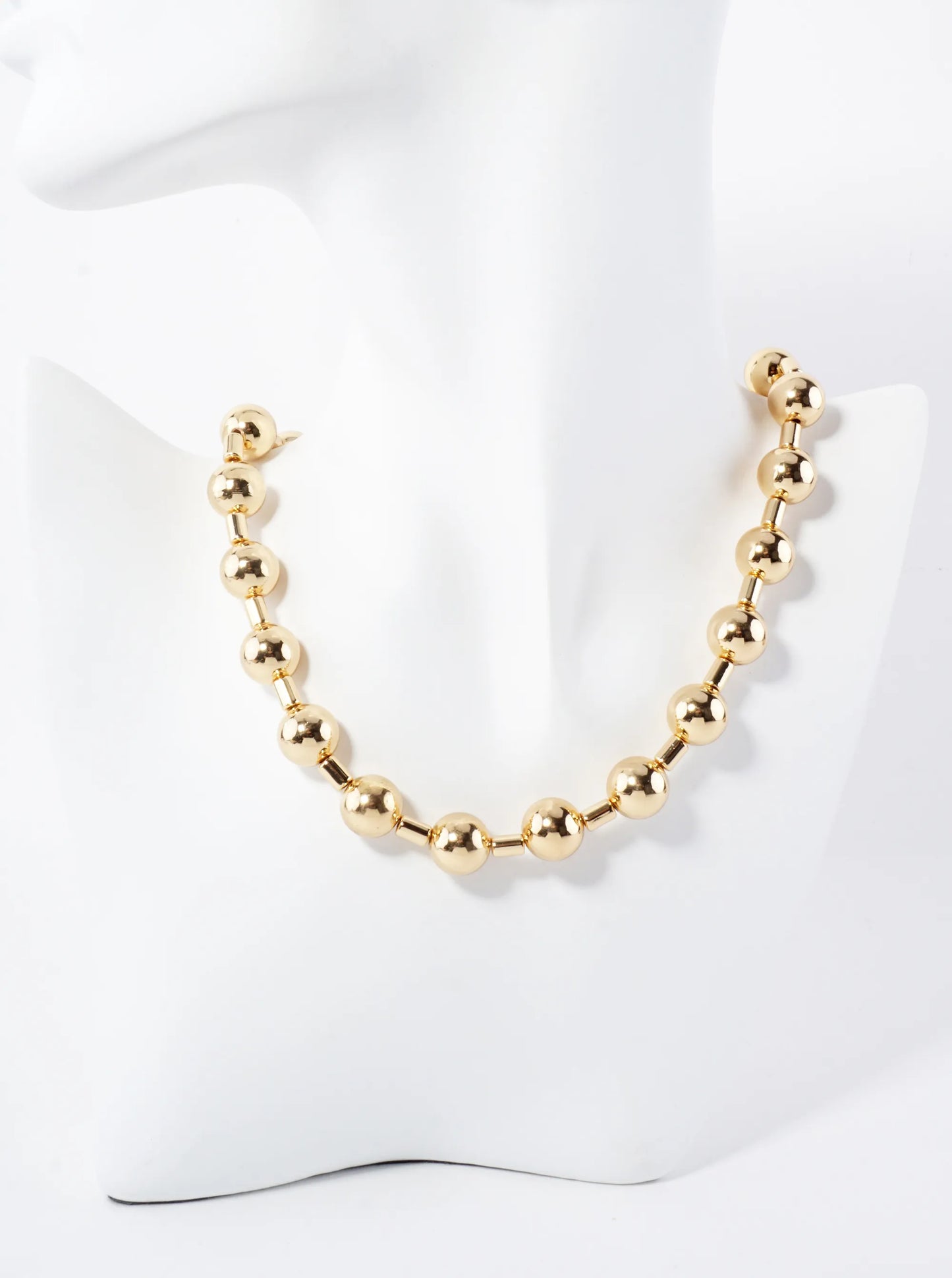 10mm Polished Metallic Ball Beaded 16-Inch Necklace