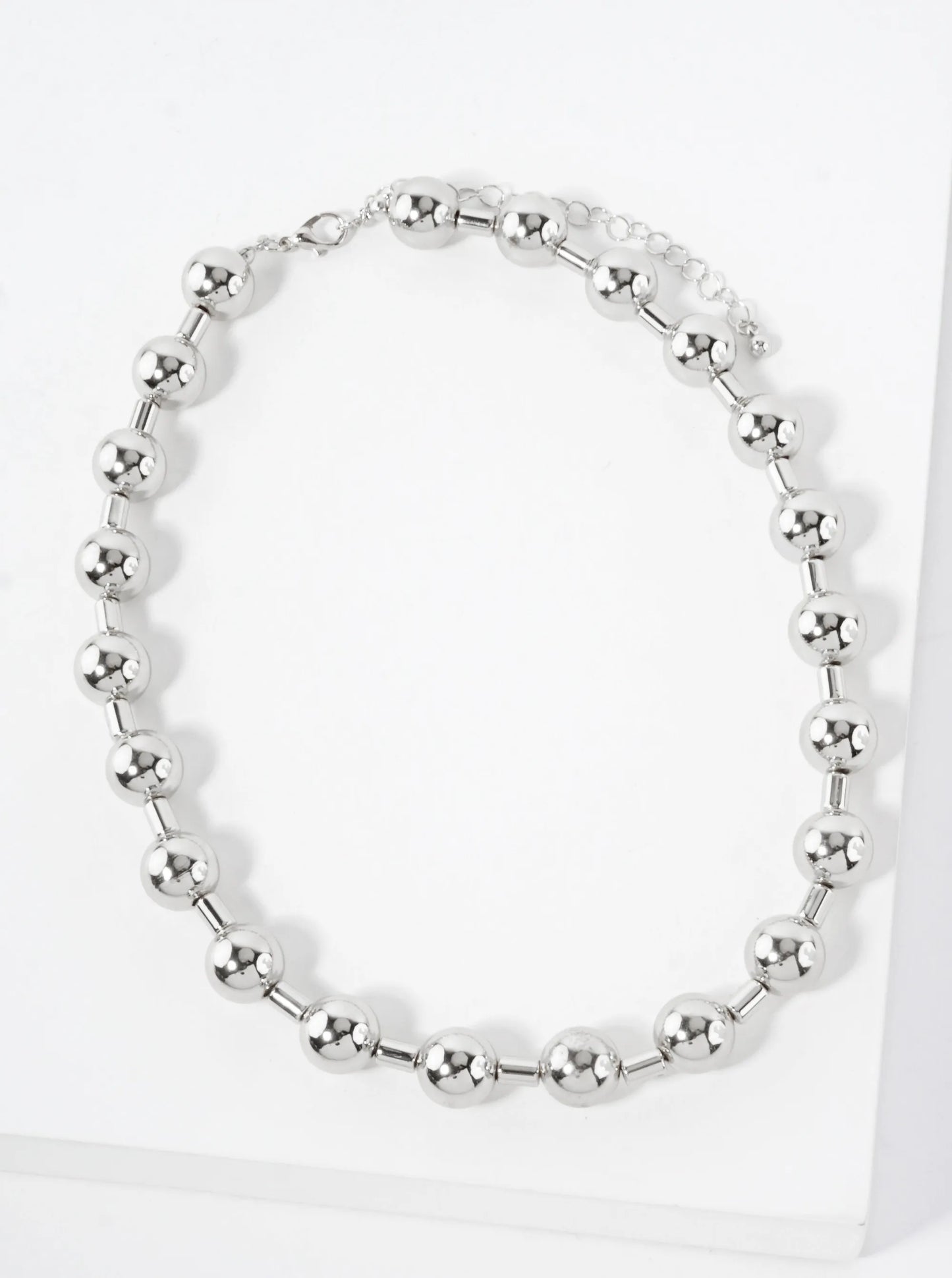 10mm Polished Metallic Ball Beaded 16-Inch Necklace