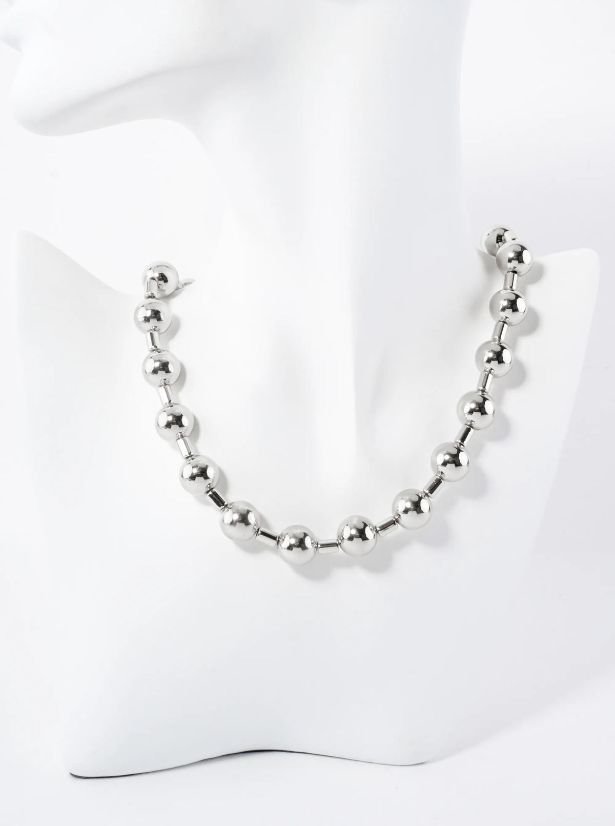 10mm Polished Metallic Ball Beaded 16-Inch Necklace