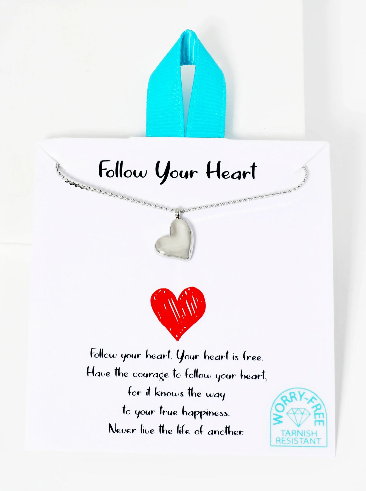 10mm Puffy Heart Pendant Hypoallergenic Stainless Steel Necklace