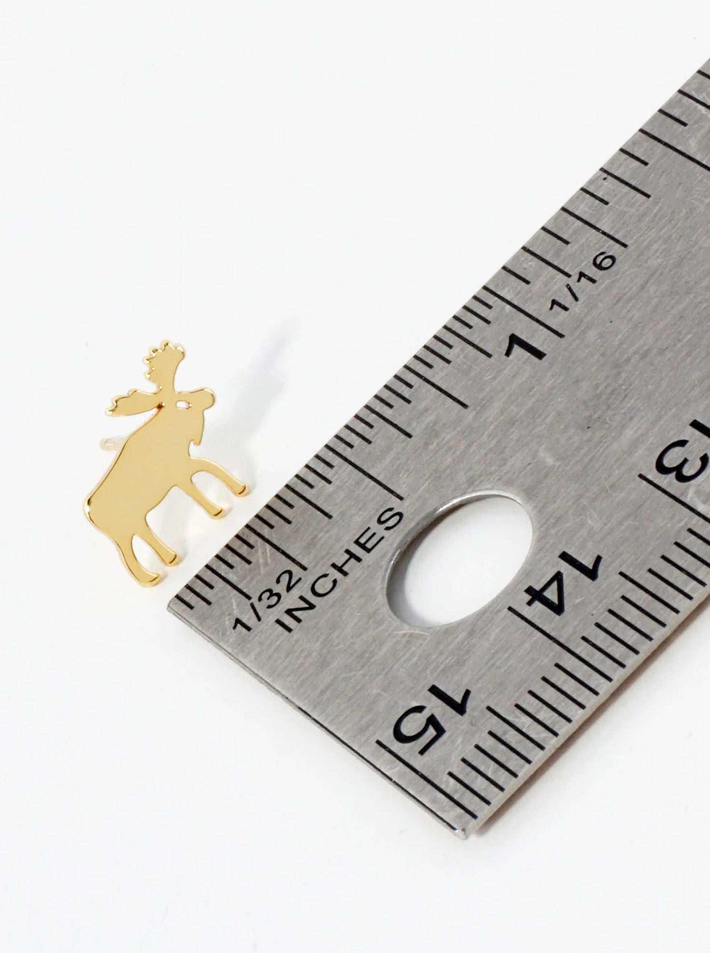 10mm Reindeer 18K-Gold-Dipped Polished Brass Flat Stud Earrings