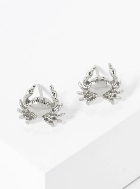 10mm Sea-Life Crab 18K-Gold-Dipped Polished Brass Stud Earrings