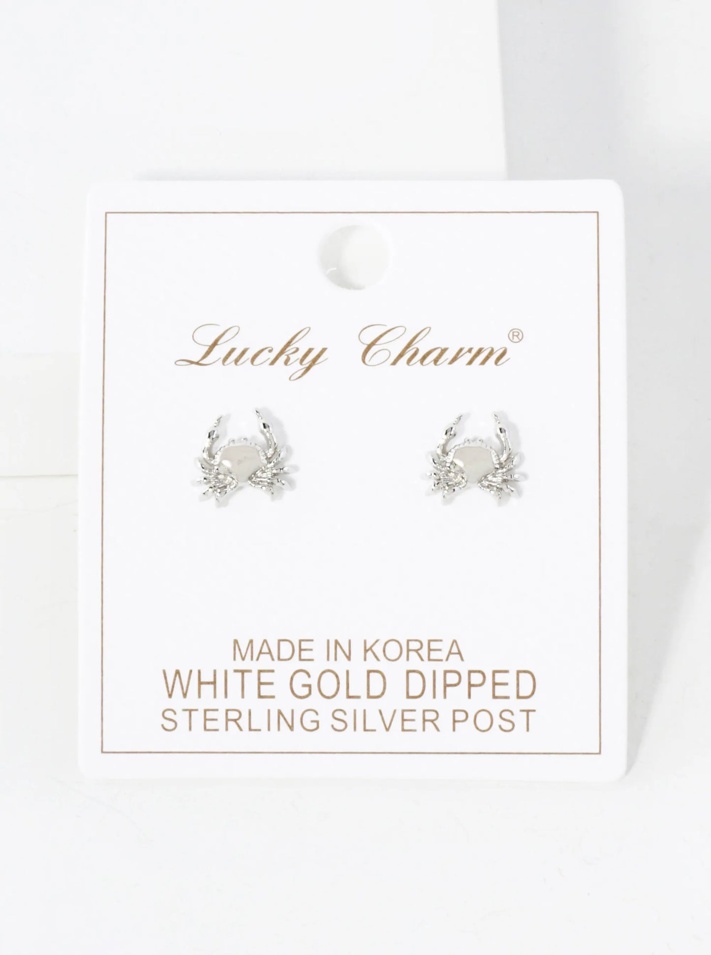 10mm Sea-Life Crab 18K-Gold-Dipped Polished Brass Stud Earrings