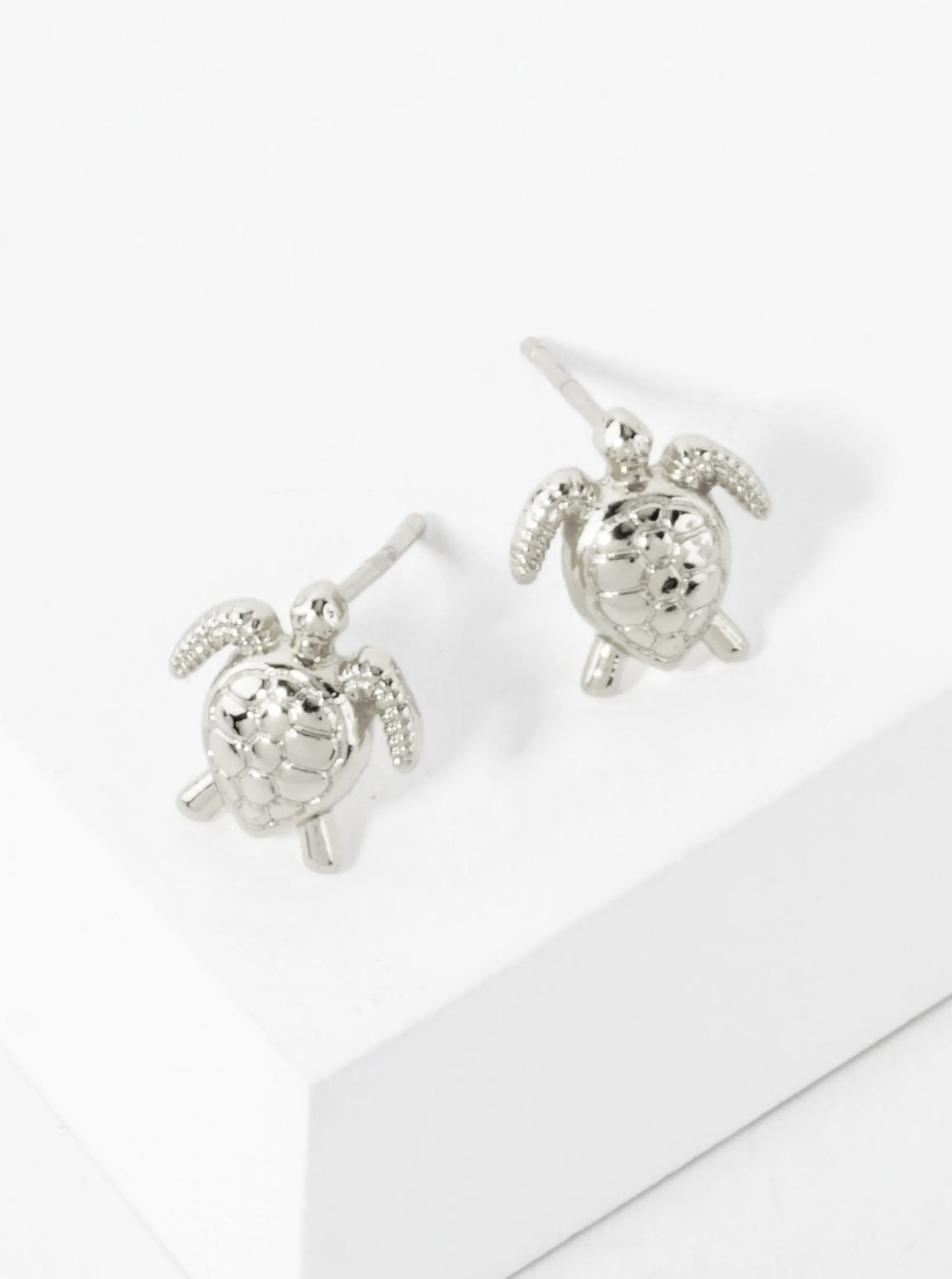 10mm Sea-Life Turtle 18K-Gold-Dipped Polished Brass Stud Earrings