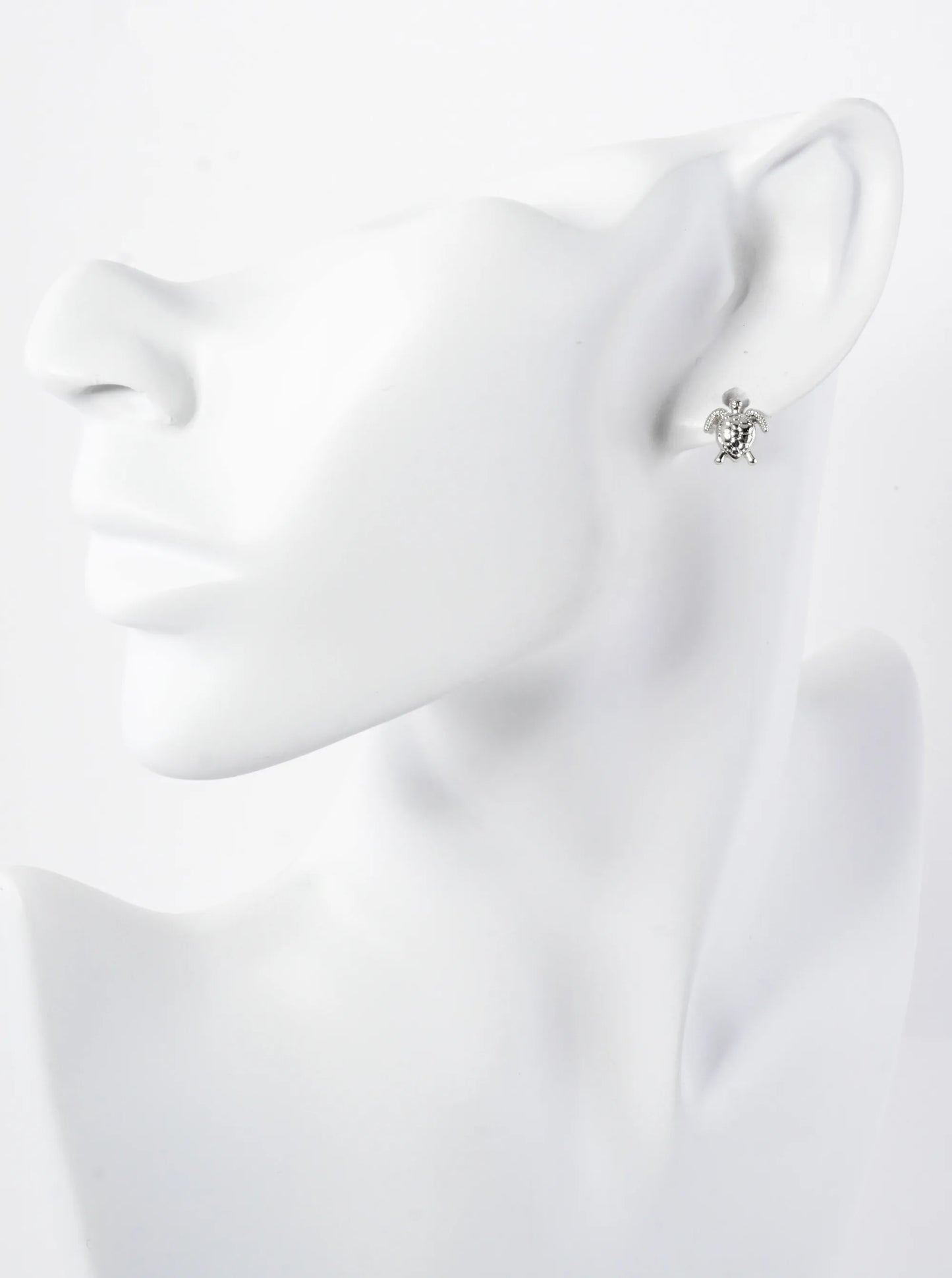 10mm Sea-Life Turtle 18K-Gold-Dipped Polished Brass Stud Earrings