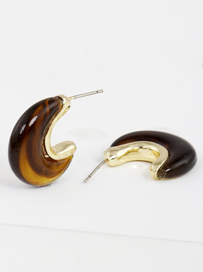 10mm Dainty Marble Acetate Hoop Earrings