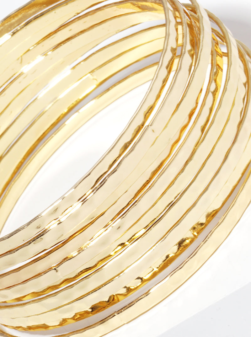 10pcs Set Hammered Metal Multi Bangle Bracelet