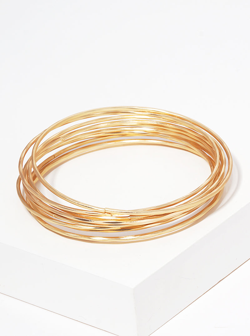 10pcs Set Hammered Metal Multi Bangle Bracelet