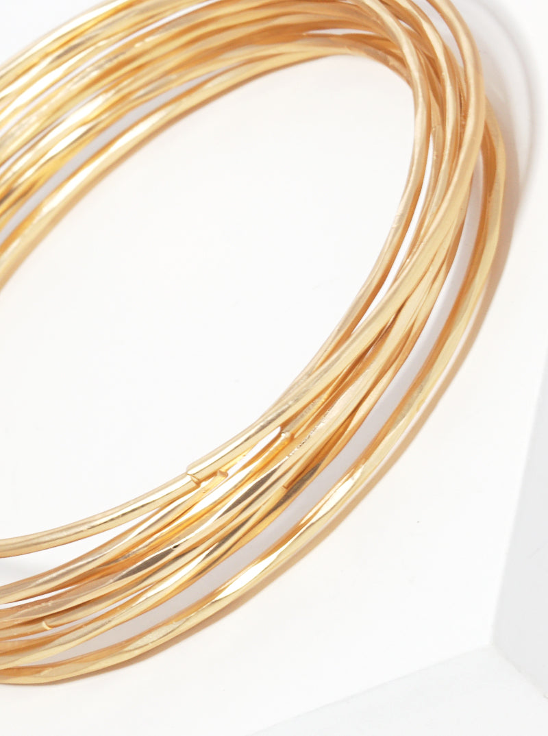 10pcs Set Hammered Metal Multi Bangle Bracelet