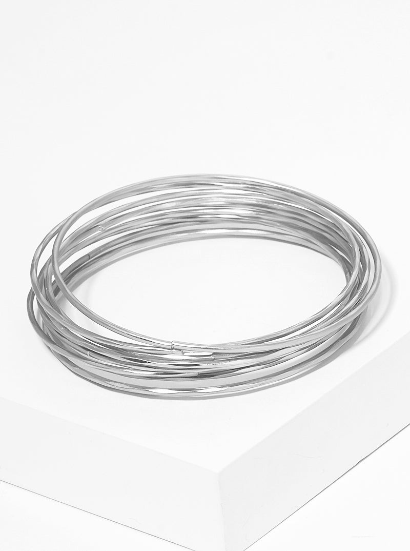 10pcs Set Hammered Metal Multi Bangle Bracelet