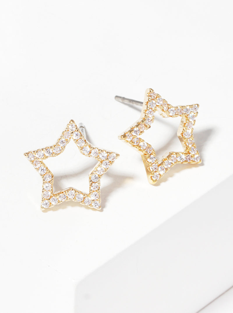 12mm CZ Pave Star Post Stud Earrings