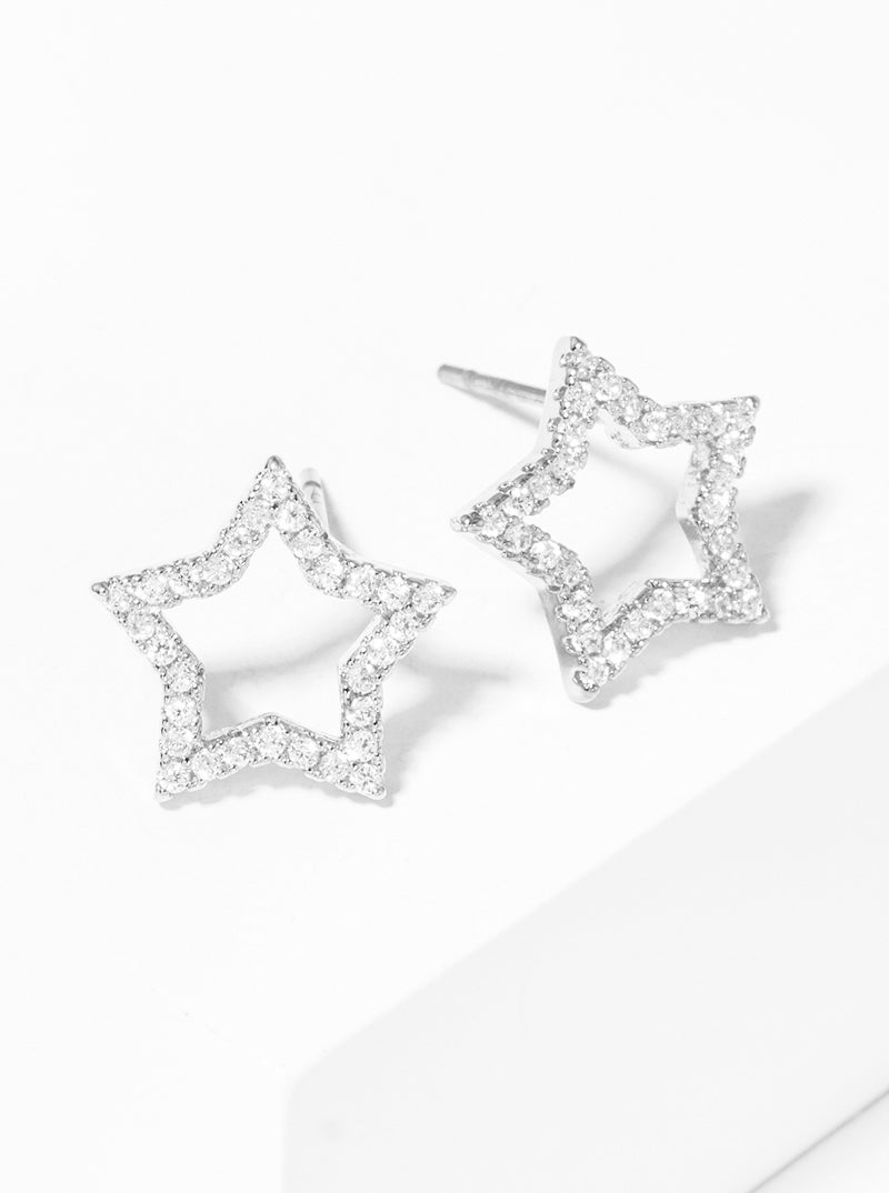 12mm CZ Pave Star Post Stud Earrings
