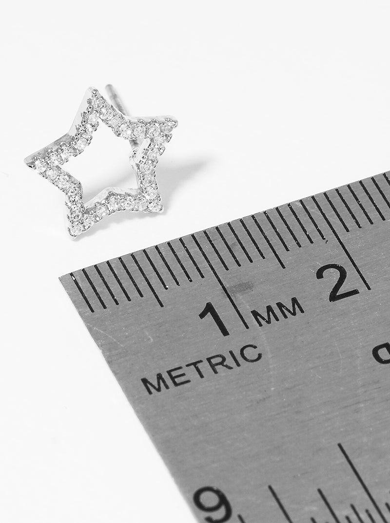 12mm CZ Pave Star Post Stud Earrings