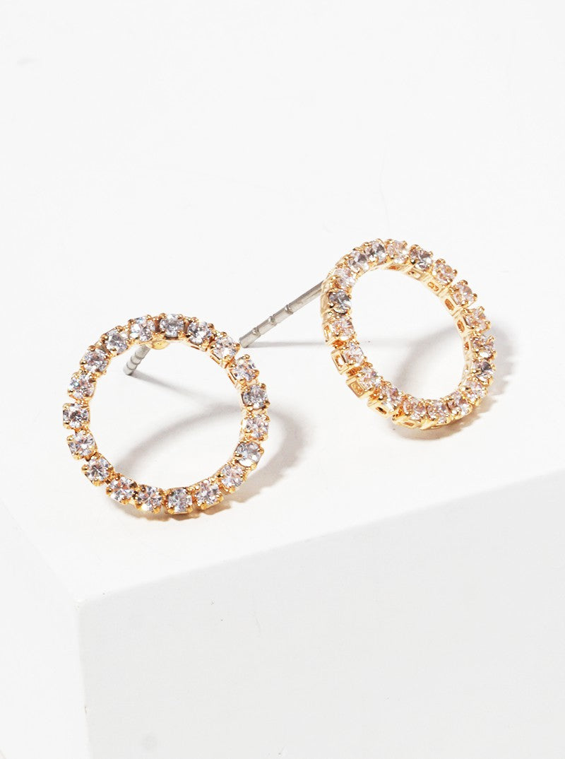 12mm CZ Pave Circle Post Stud Earrings