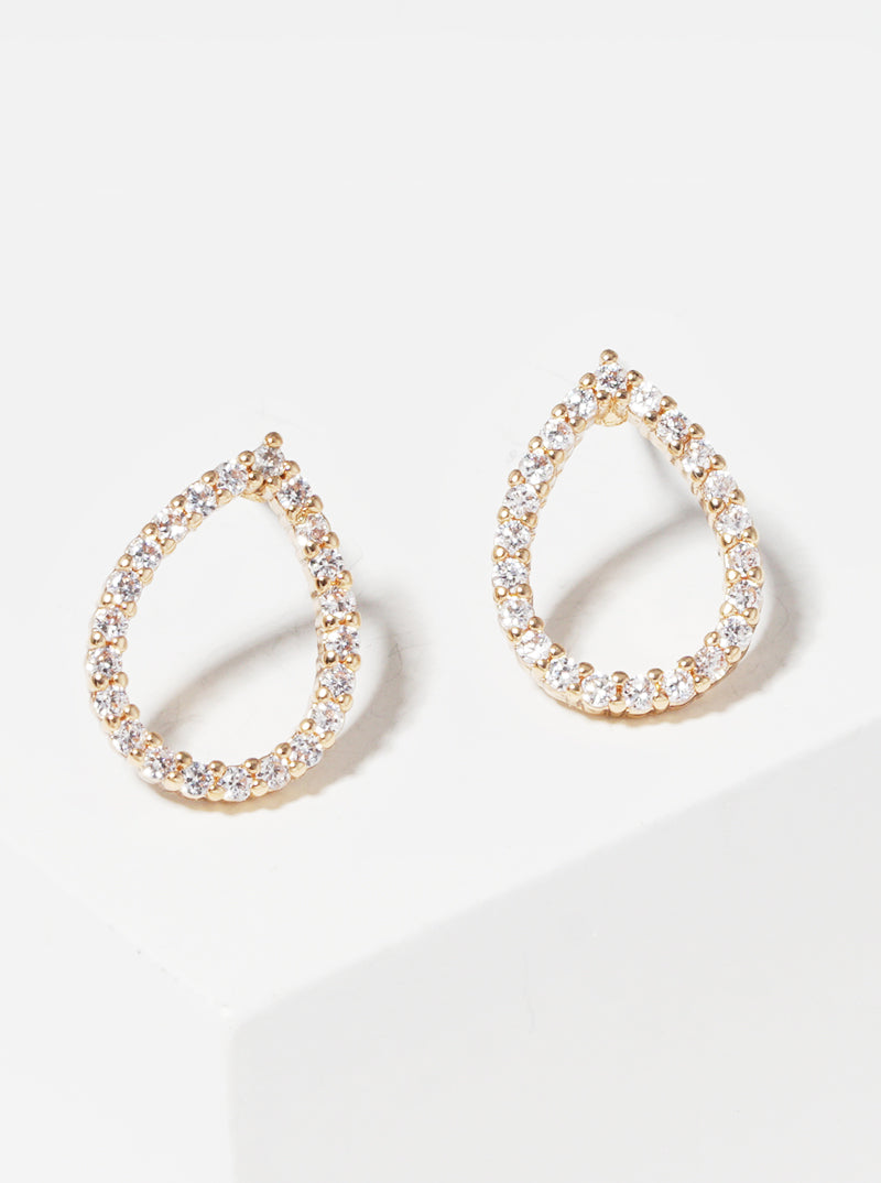 12mm CZ Pave Teardrop Post Stud Earrings