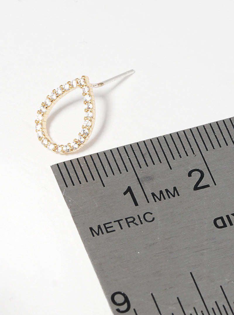12mm CZ Pave Teardrop Post Stud Earrings