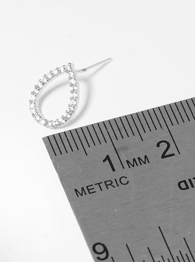12mm CZ Pave Teardrop Post Stud Earrings
