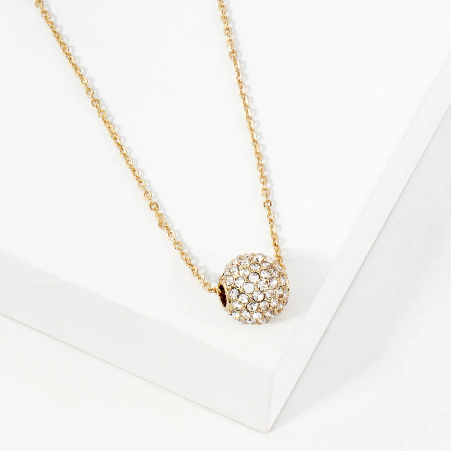 12mm Crystal-Pave Ball Pendant Necklace