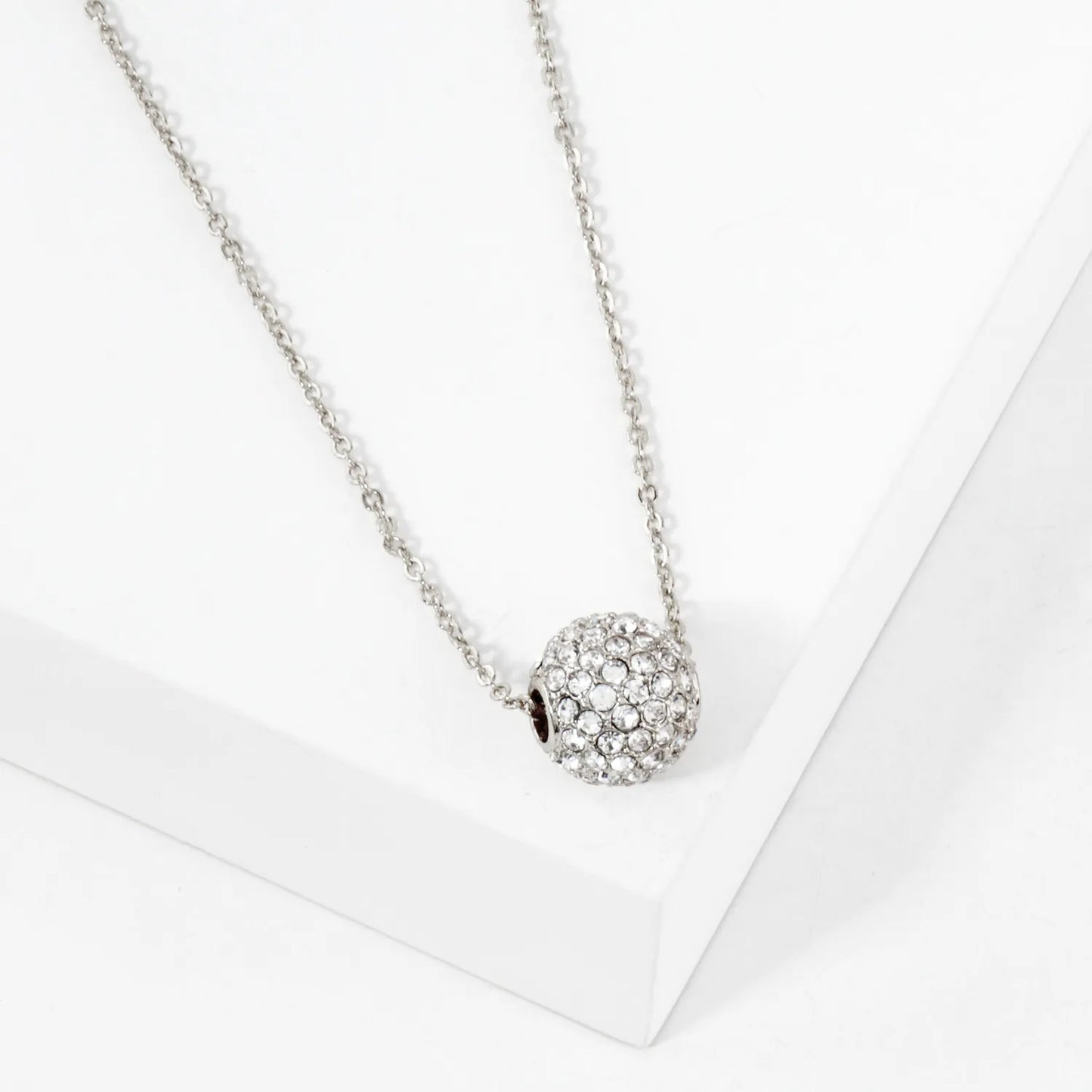 12mm Crystal-Pave Ball Pendant Necklace