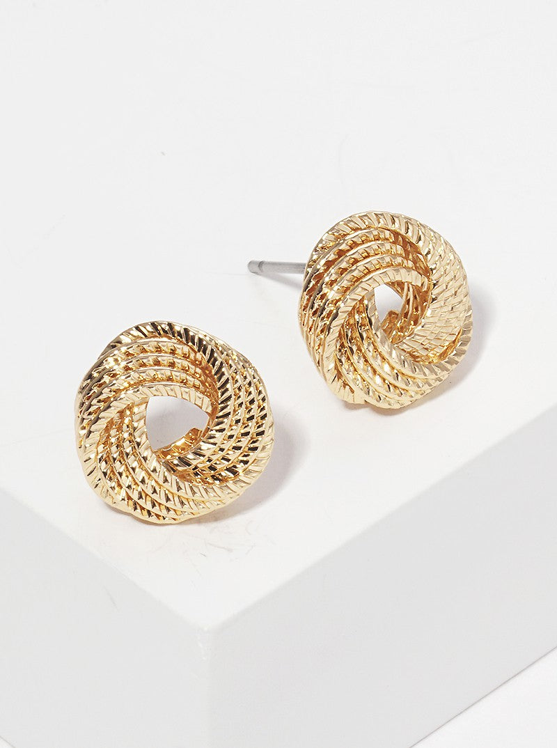 12mm Flat Rope Shaped Brass Love Knot Post Stud Earrings