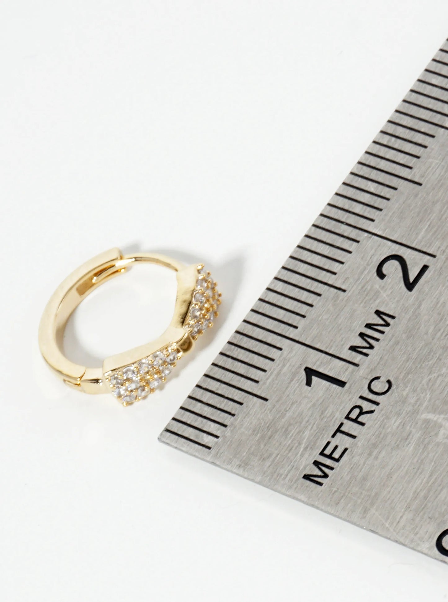 12mm Huggie Hoop Earrings With Micro Pave Set CZ Ribbon Bow Accent