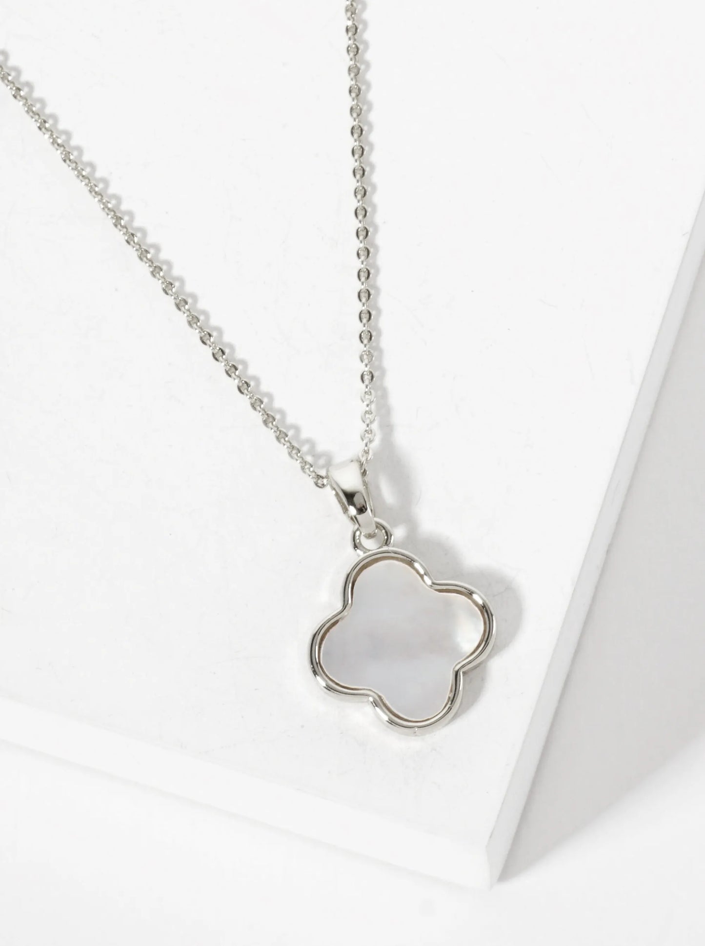 12mm Mother-of-Pearl Quatrefoil Pendant Necklace