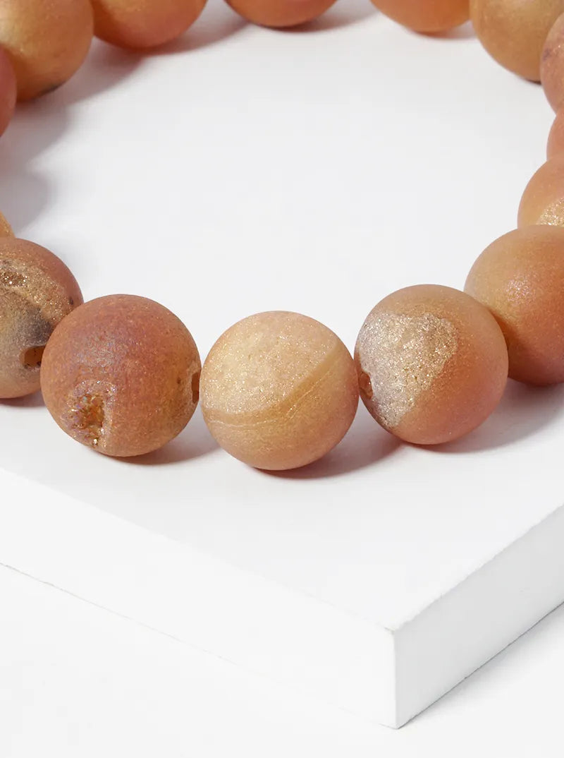 12mm Natural Quartz Semiprecious Stretch Bracelet