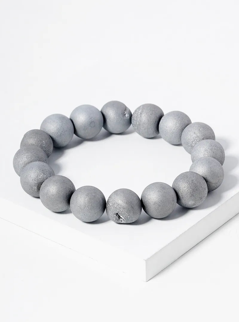 12mm Natural Quartz Semiprecious Stretch Bracelet