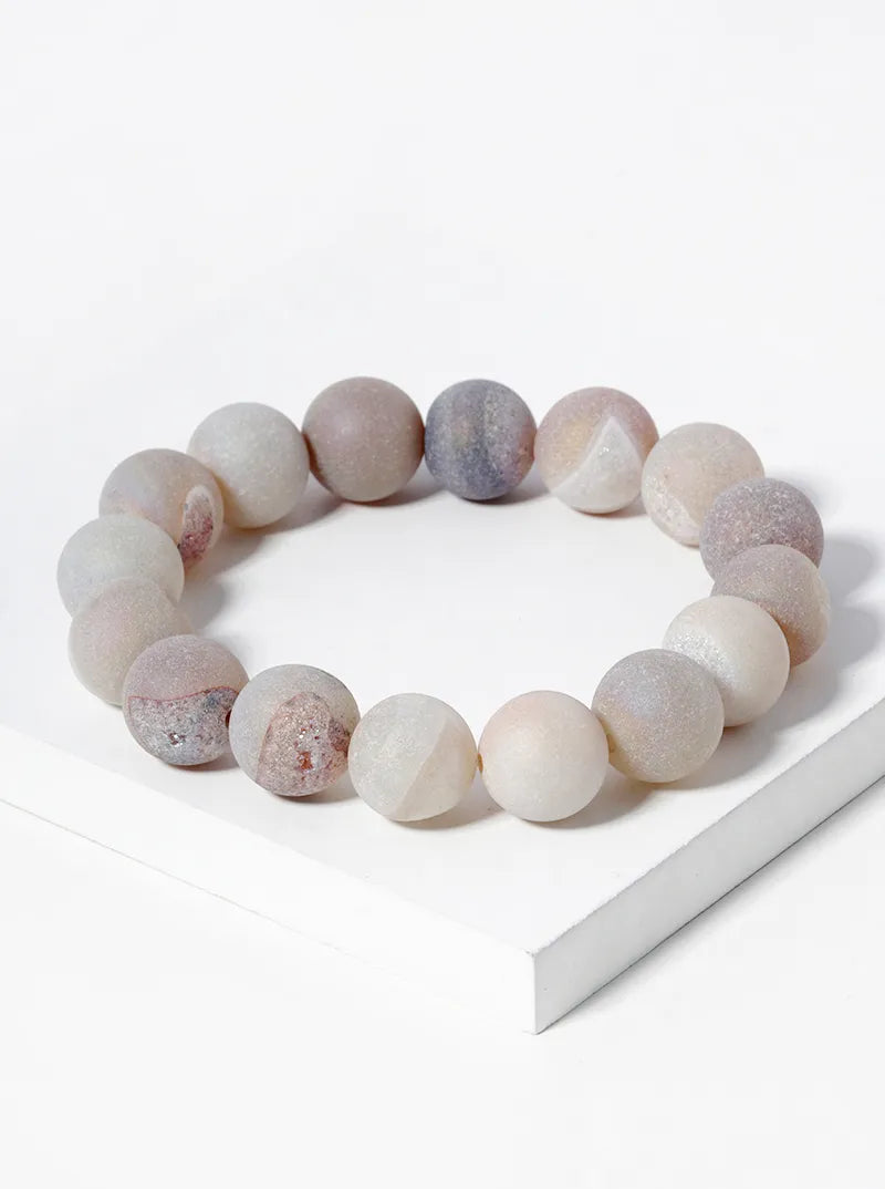 12mm Natural Quartz Semiprecious Stretch Bracelet