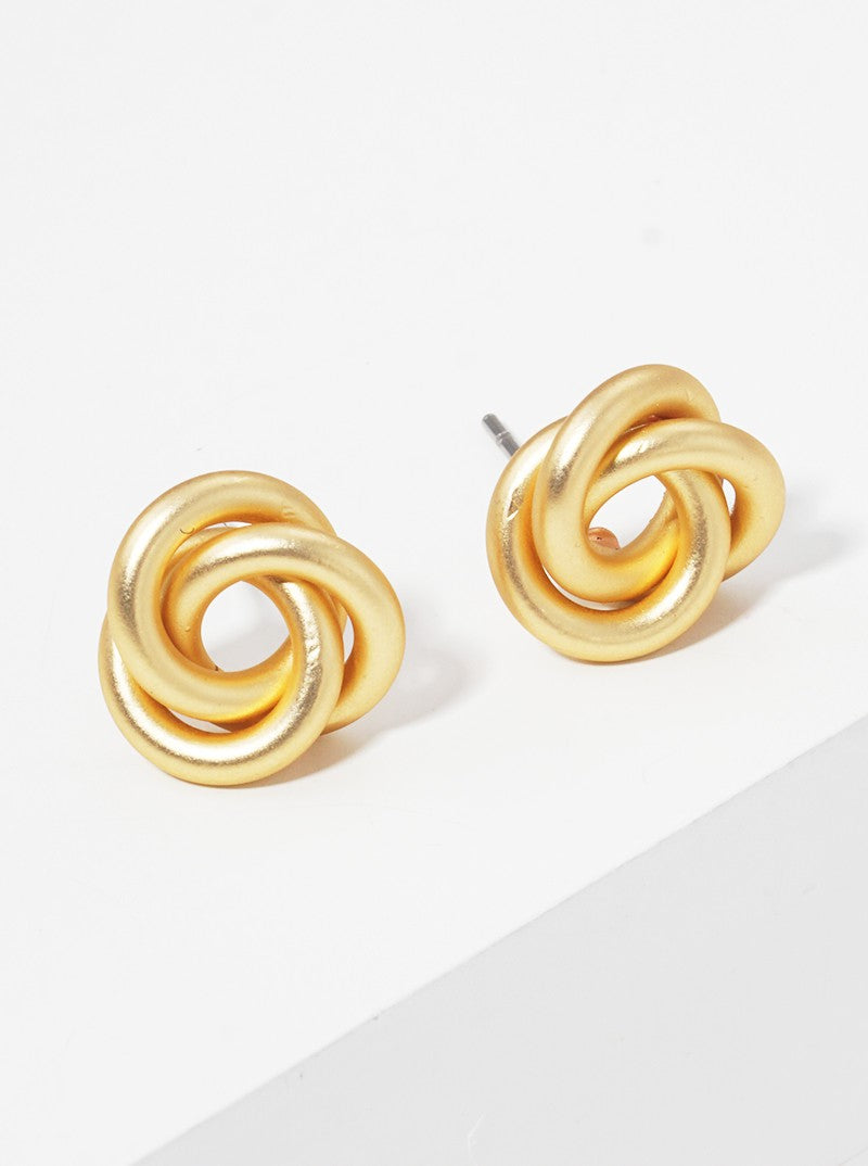 12mm Polished Brass Alloy Cast Love Knot Post Stud Earrings