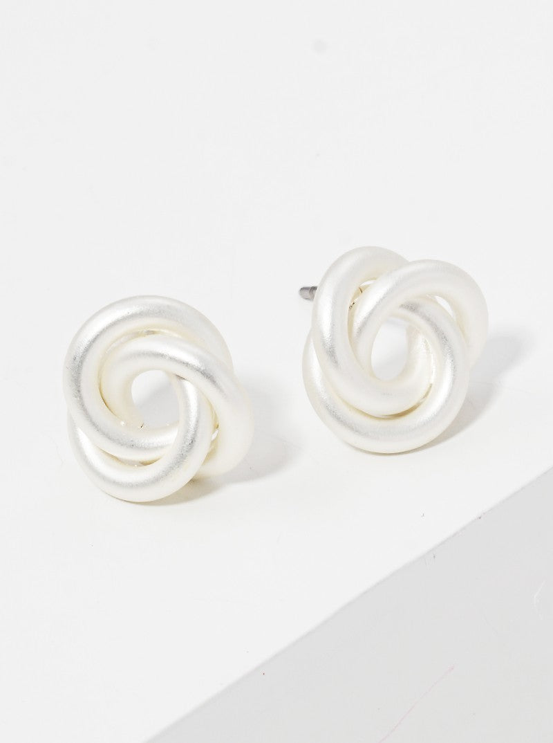 12mm Polished Brass Alloy Cast Love Knot Post Stud Earrings