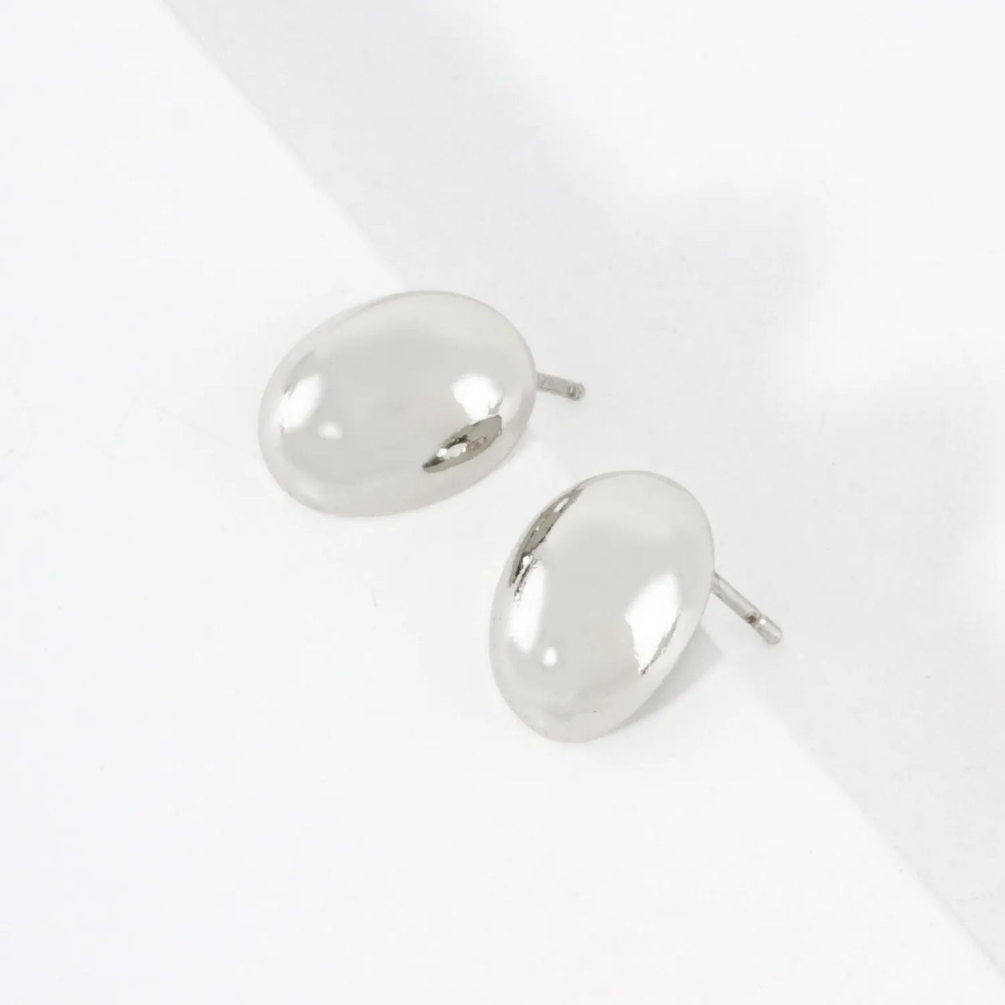 12mm Polished Oval 14K-Gold-Dipped Brass Stud Earrings