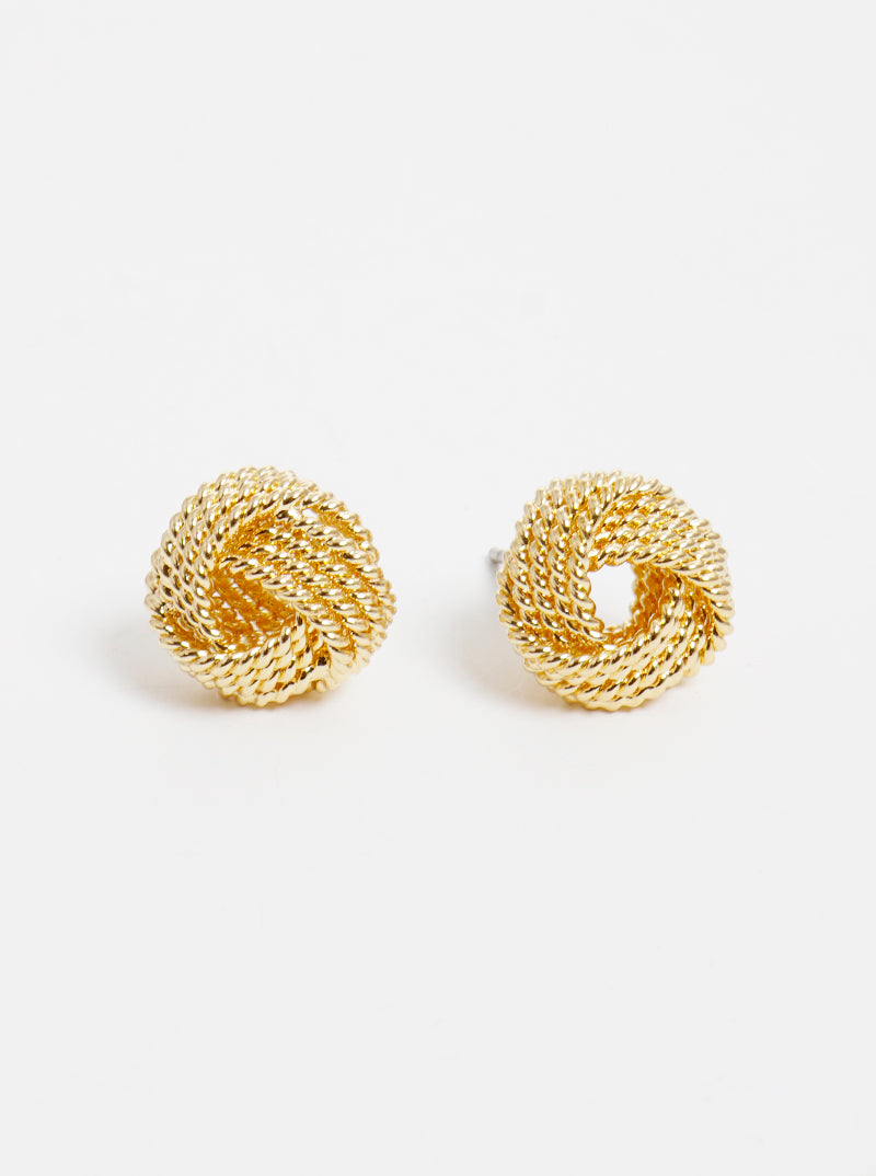 12mm Rope Shaped Brass Love Knot Post Stud Earrings
