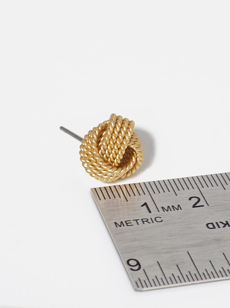 12mm Rope Shaped Brass Love Knot Post Stud Earrings