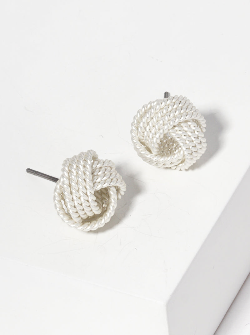 12mm Rope Shaped Brass Love Knot Post Stud Earrings